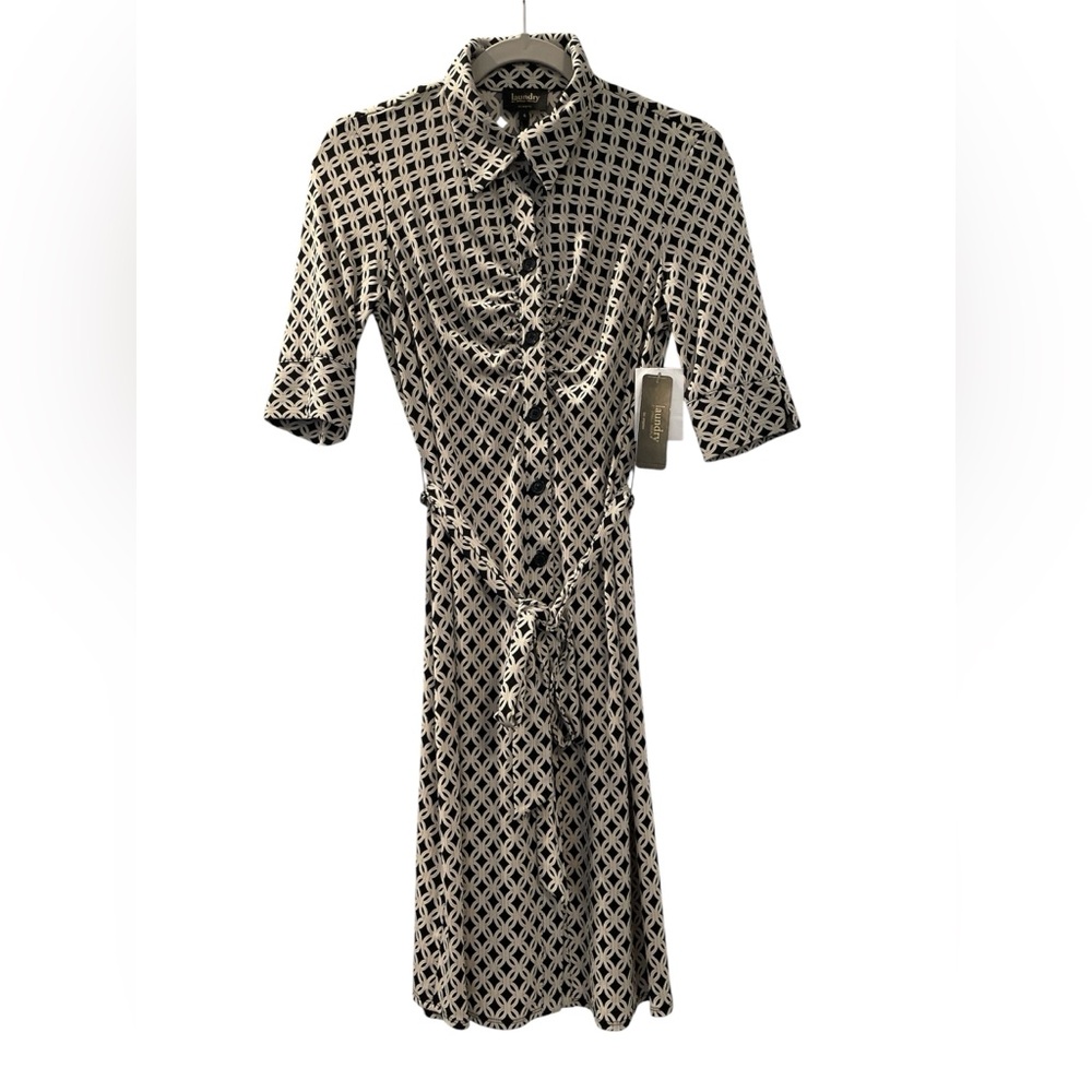 Laundry by Shelli Segal Black and White Short Sleeve Dress Size 6 NWT